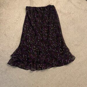 Cato. Size Medium. Lined, Chiffon, Double Ruffled, Elastic Waist Skirt. B89
